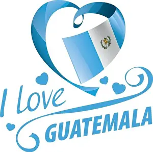 National flag of the Guatemala in the shape of a heart and the inscription I love Guatemala. Vector illustration