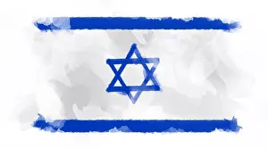 Feet Prints: National flag of Israel on white background, illustration
