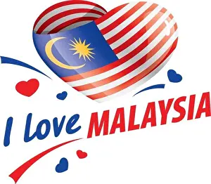 The national flag of the Malaysia and the inscription I love Malaysia. Vector illustration