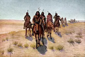 Native American Apache men going to war