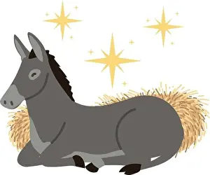 Bethlehem Prints: nativity, manger donkey animal cartoon vector illustration