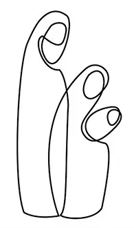 Whiteboard Prints: Nativity scene with Holy Family one line drawing