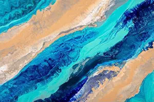 Fashion Illustration Prints: Natural luxury abstract fluid, liquid art painting