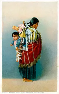 New Mexico Prints: Navaho woman and papoose, New Mexico. Produced by Detroit Publishing Co