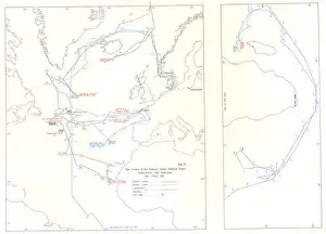 Cruises Prints: NAVAL: Track of Admiral Scheer, Hipper, Scharnhorst & Gneisenau, 1941, 1954 map