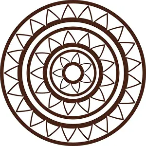 Curls Prints: navratri mandala with brown color in white background decoration hindu vector illustration design