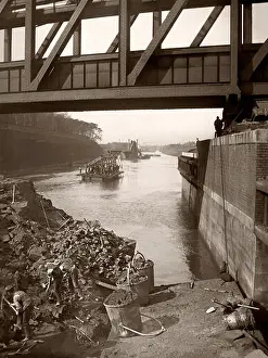 Construct Prints: Navvies (construction workers) at the Barton Aqueduct during the building of the Manchester Ship Canal