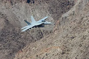 Airborne Prints: US Navy F/A-18E Super Hornet Flying At Low Level Through Rainbow Canyon (Star Wars Canyon)