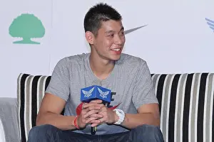Taiwanese Prints: NBA basketball star Jeremy Lin attends a press conference in Taipei