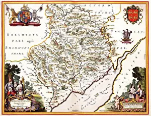 Monmouthshire Prints: Nederlands: In 1645 bracht Joan Blaeu (1598-1673) met veel succes een atlas van Engeland op de markt