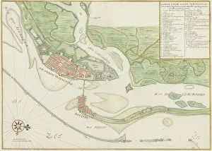 Settlements Prints: Nederlands: Caerte van de haven van Pharnambocque met de stadt Mouritius en het dorp Reciffe met bijleggende forten en