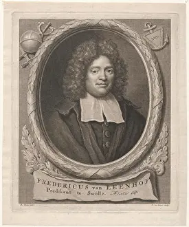 Reformed Prints: Nederlands: Portret uit 1709 van Frederik van Leenhof (1647-1712) hervormd predikant te Zwolle