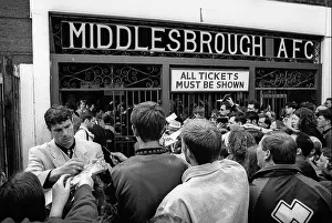 Middlesbrough Prints: Neil Cox signing autographs outside the gates of Ayresome Park