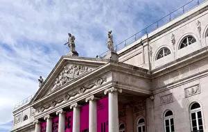 Rossio Prints: Neoclassical building of National Theatre Dona Maria II (Teatro Nacional Dona Maria II)