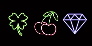 Stickers Prints: Neon Casino Set, Cherries, Clover