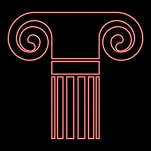 Corinthian Prints: Neon column ancient style Antique classical column architecture element Pillar Greek roman column red color vector