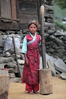 Himalayan Prints: Nepali rural girl - Nepal