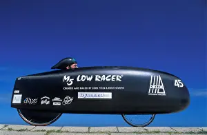 30 Years Prints: Netherlands Breezand Man with M5 low racer recumbent bicycle