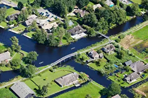 Residential District Prints: The Netherlands, Giethoorn, Village with many canals and lakes due to digging peat