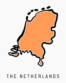 Simplified Prints: The Netherlands map outline - smooth simplified country shape map vector