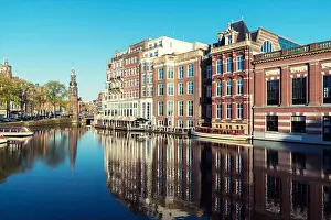 Netherlands traditional houses and Amsterdam canal in Amsterdam, Netherlands