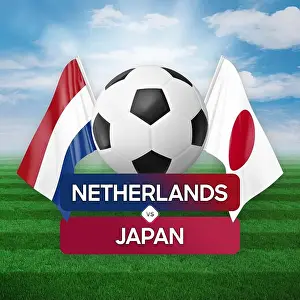 World Cup Prints: Netherlands vs Japan national teams soccer football match competition concept