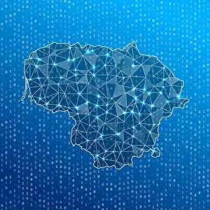 Lithuania Prints: Network map of Lithuania. Country digital connections map