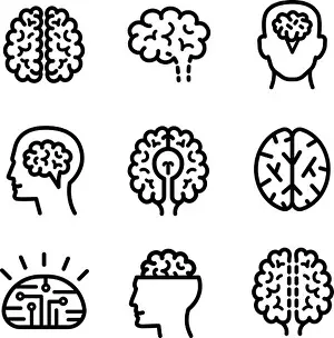 Cerebrum Prints: Neurology brain icon vector set
