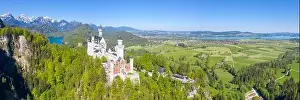 Ludwig Prints: Neuschwanstein Castle Aerial View Architecture Alps Landscape Germany Bavaria Travel Panorama