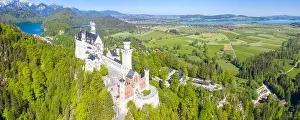 Ludwig Prints: Neuschwanstein Castle Aerial View Architecture Alps Landscape Germany Bavaria Travel Panorama