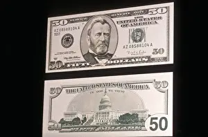 Counterfeit Prints: The new US $50 dollar bill unveiled June 12, 1997 in Washington, DC