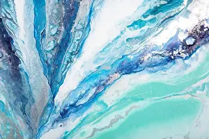New abstract painting background in a exquisite light blue color. Abstract fluid acrylic painting. Modern art. Marbled blue abstract background