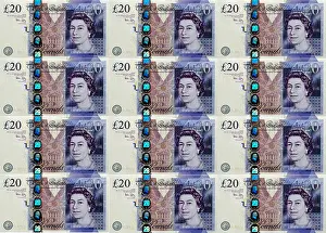 Bank Note Prints: The New English Twenty Pound Notes as they come off the printing press