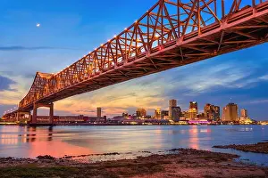 Mississippi River Prints: New Orleans, Louisiana, USA at Crescent City Connection Bridge over the Mississippi River