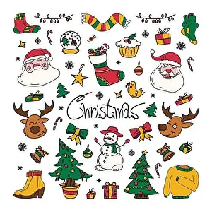 new year drawings icons, large set of festive clip-art graphics