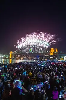 Sydney Harbour Prints: New Years Eve 2011/2012 fireworks on Sydney Harbour Bridge in Sydney