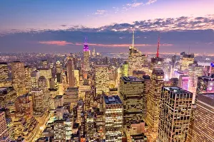 Skyline View Prints: New York City aerial skyline view over midtown Manhattan