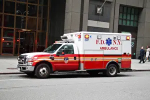 Ambulance Prints: A New York Fire Department emergency vehicle/ambulance parked in New York City