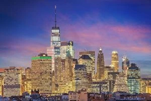 Images Dated 6th December 2017: New York, New York cityscape in Lower Manhattan at twilight