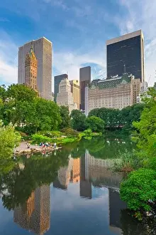 New York, New York, USA Central Park South skyline from Central Park