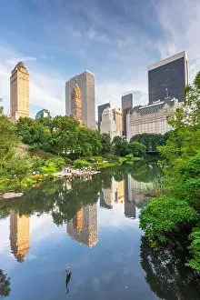 New York, New York, USA Central Park South skyline from Central Park