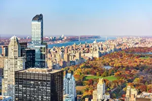 New York, New York, USA cityscape with Central Park in autumn