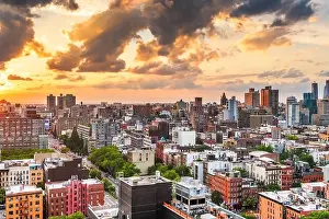 New York, New York, USA Lower East Side cityscape above Houston Street