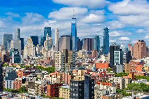 New York, New York, USA skyline of Lower Manhattan from the Lower East Side
