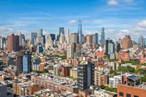 New York, New York, USA skyline of Lower Manhattan from the Lower East Side