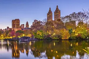 Upper East Side Prints: New York, New York, USA view of the Upper West Side from Central Park on an autumn evening
