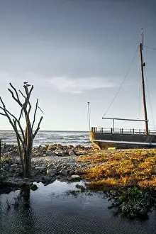 Dreaming Prints: New Zealand, ship stranded on the beach at Hokitika, South Island