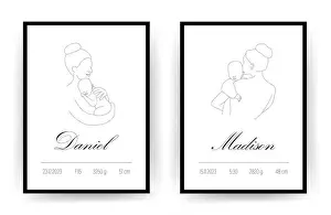 Minimalistic Prints: Newborn metric. Baby Shower poster with name