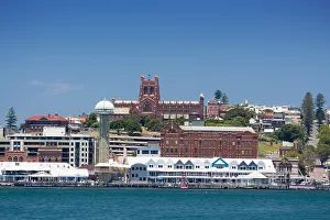 Australasia Prints: Newcastle city skyline with waterfront buildings