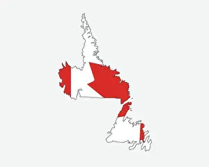 Labrador Prints: Newfoundland and Labrador Map on Canadian Flag